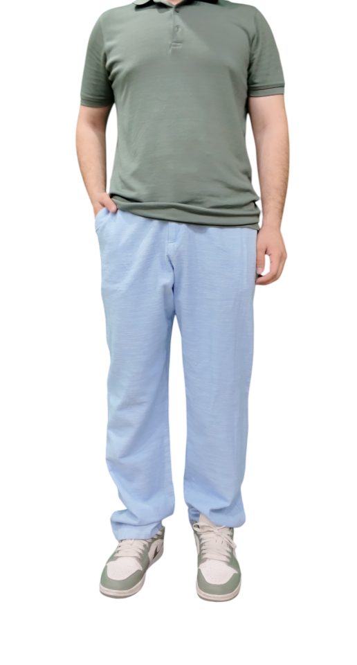 Erkek Keten Pantolon (Buz Mavisi)